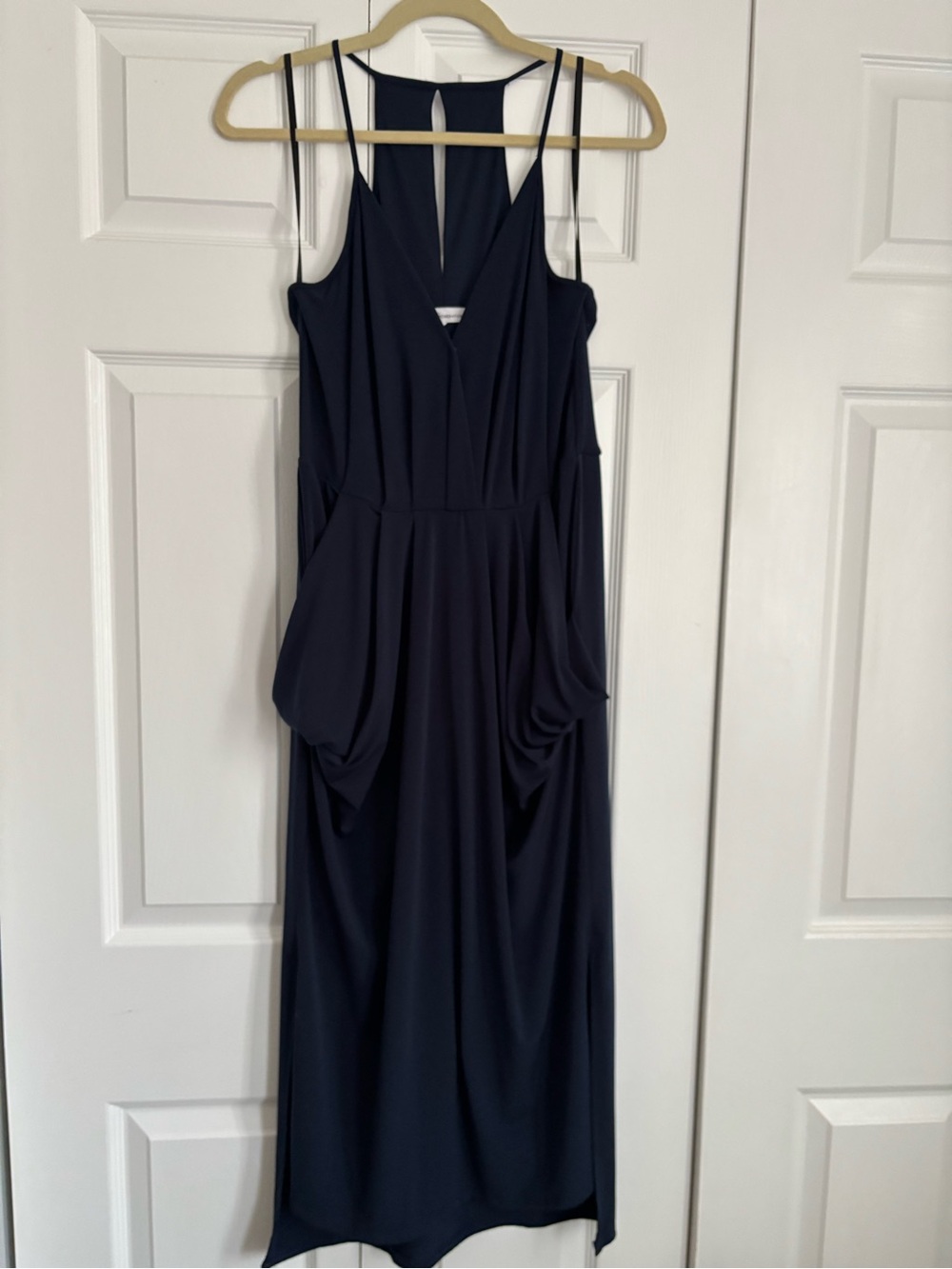 Women’s Navy Draped Midi Dress- BCBG